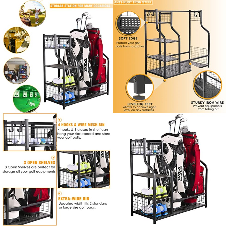 Golf Bag Garage Storage Organi – обзор и цена Golf Equipment Organizer For Garage