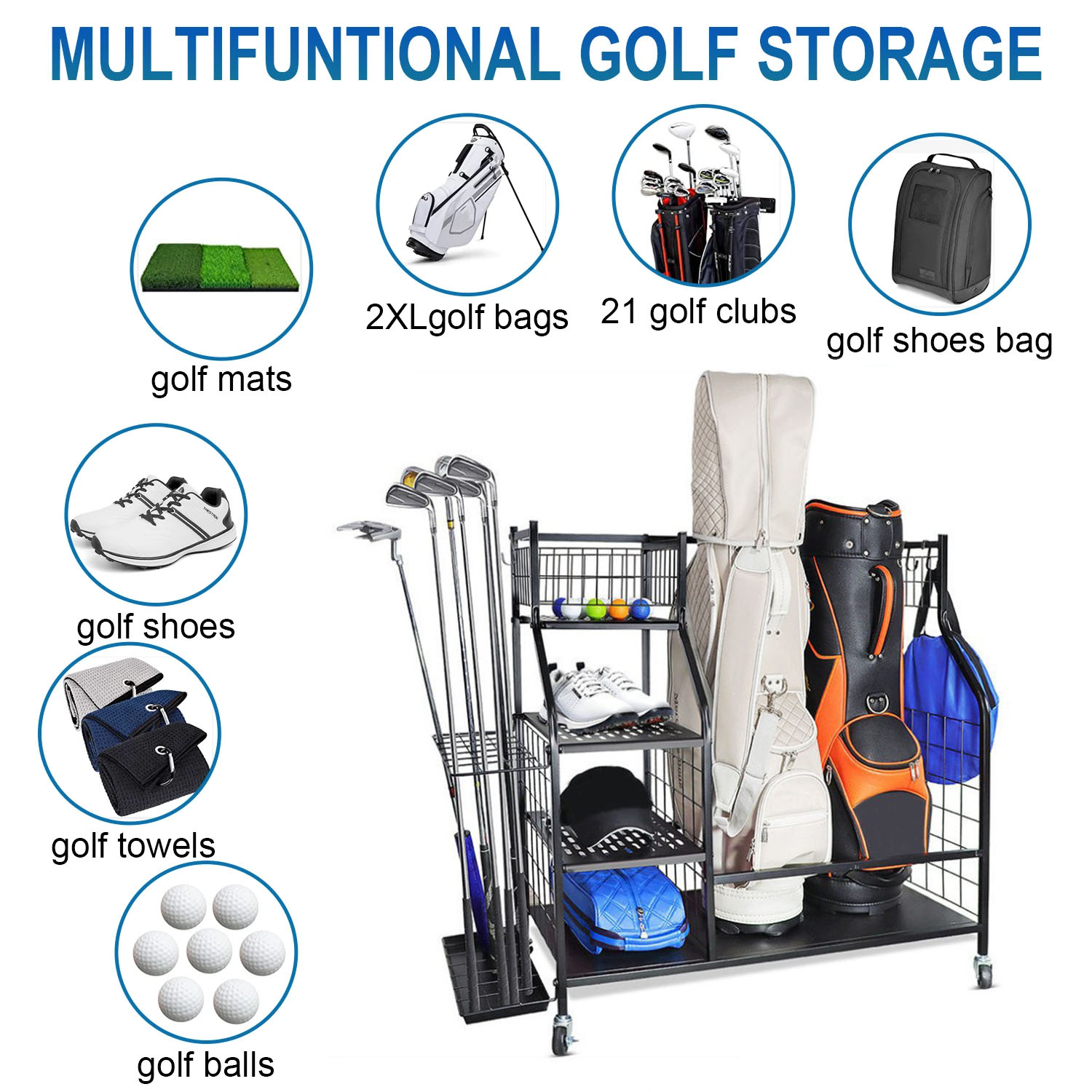 Golf Bag Storage Garage Organi – обзор и цена Golf Equipment Organizer For Garage