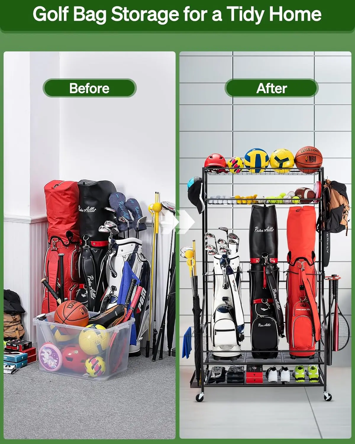 Activity priceGolf Bag Storage – обзор и цена Golf Equipment Organizer For Garage
