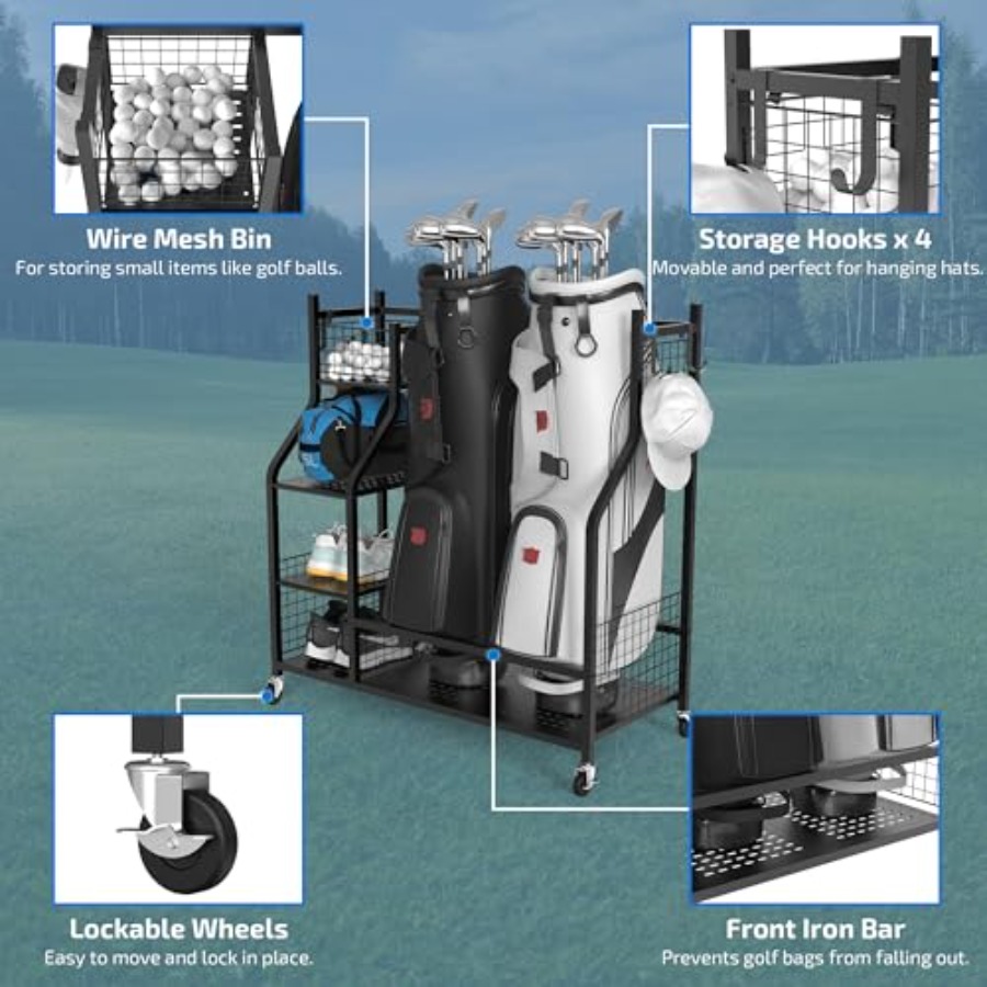 Golf Bag Storage Garage Organi – обзор и цена Golf Equipment Organizer For Garage