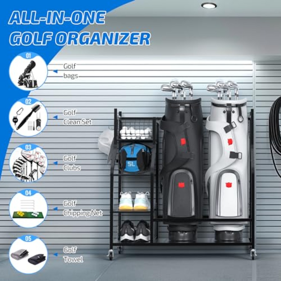 Golf Bag Storage Garage Organi – обзор и цена Golf Equipment Organizer For Garage