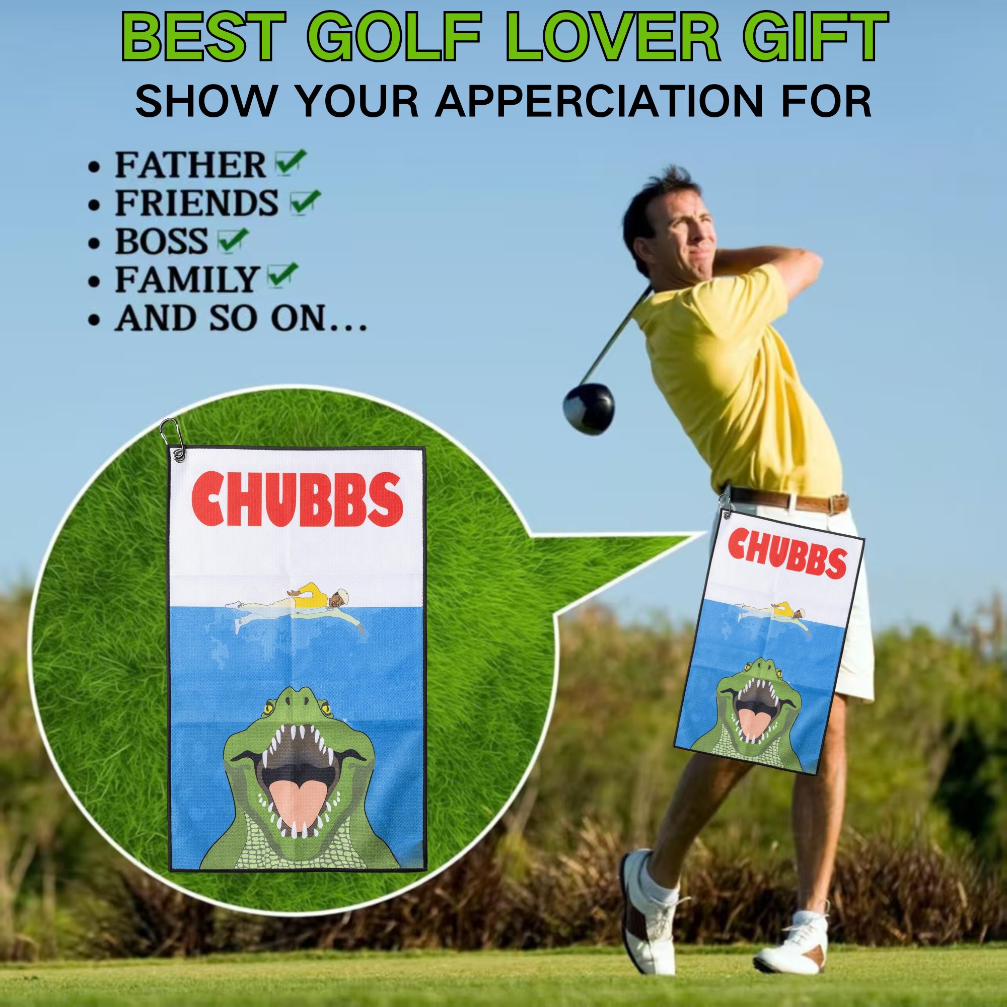 Fun Happy Gilmore Design Golf  – обзор и цена Golf Towel Waffle